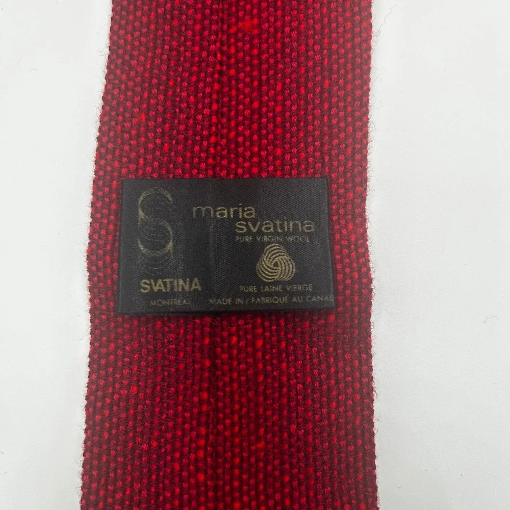Maria Svatina Montreal Pure Virgin Wool Red Woven Skinny Tie Made in Canada